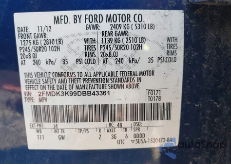 2013 Ford Edge Limited из США, поврежденный, VIN 2FMDK3K99DBB43361